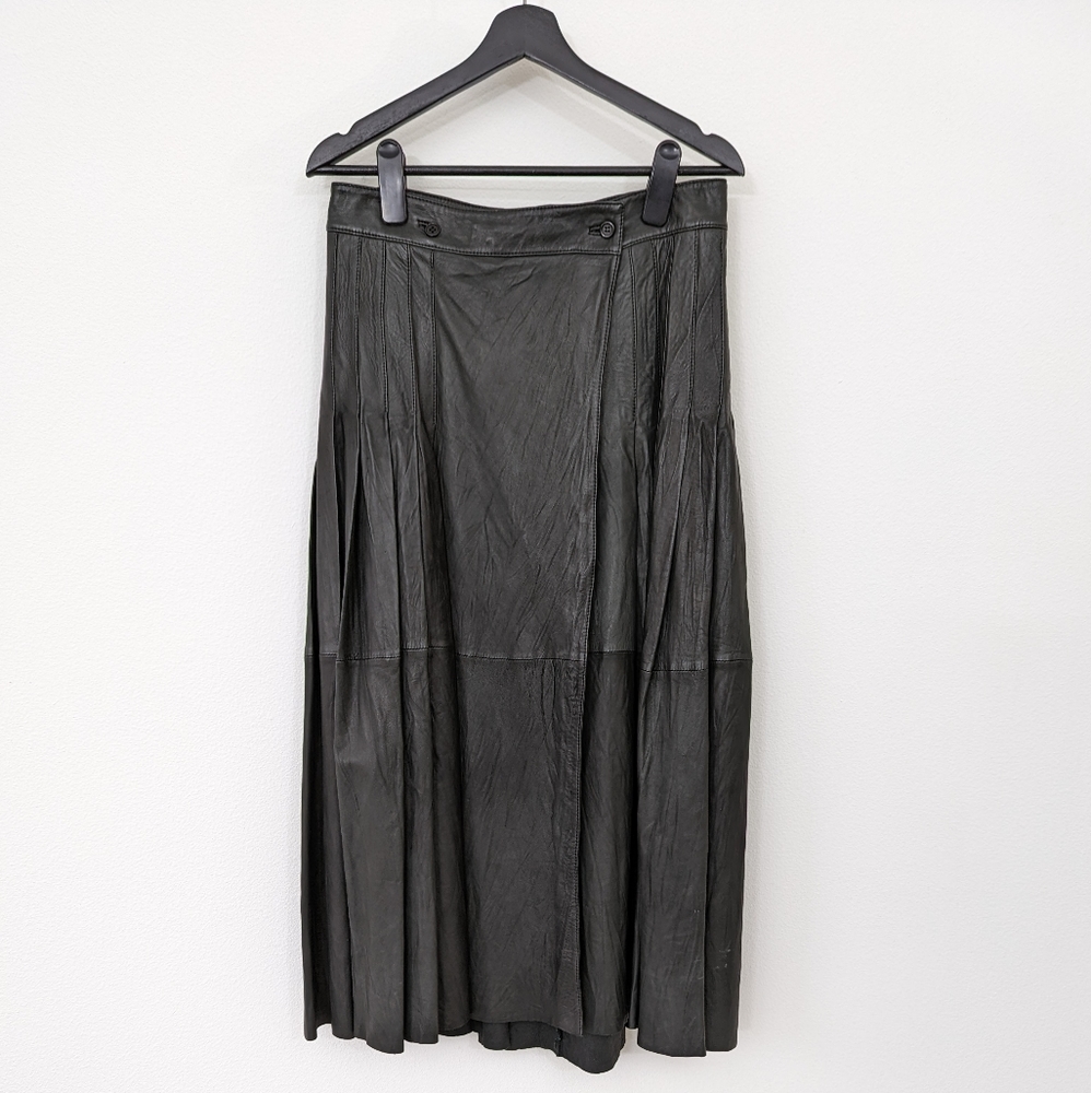NWT - Pauw Amsterdam Pleated Leather Midi Skirt